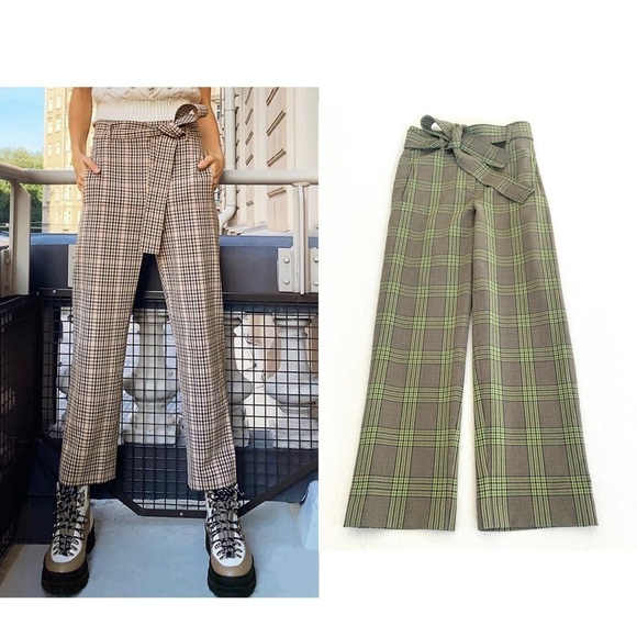 ARITZIA Wilfred Tie Front Plaid Pants - Picture 1 of 10